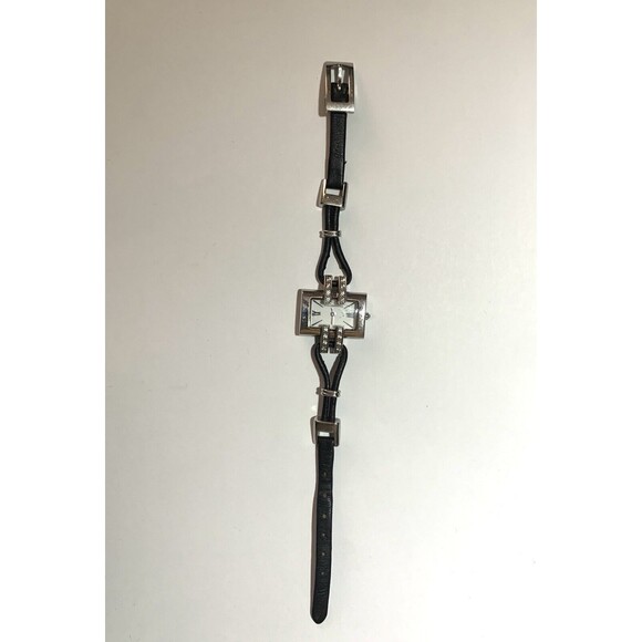 BCBGMAXAZRIA Ladies BG6014 Classic Crystal Black Leather Strap Watch New Battery - Picture 5 of 9